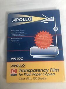 Apollo PP100C transparency film for plain paper copiers 100+ sheets 8 1/2 x 11&#034;