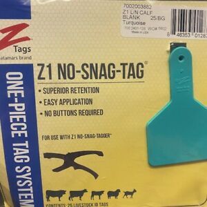 NEW BLANK TURQUOISE ZTAG LONG NECK CALF Blank Ear 1 piece Ear Tag (25/bag)