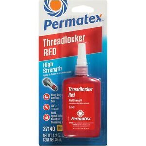 Permatex 27140 High Strength Threadlocker Red, 36 ml Bottle Pack of 1 Single