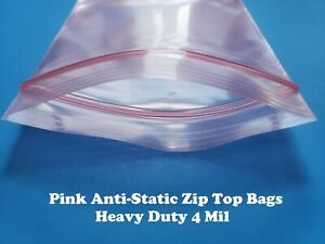 Pink Anti Static Reclosable RAM Memory CPU Zip Drive Lock Seal Bags PAS 4 Mil