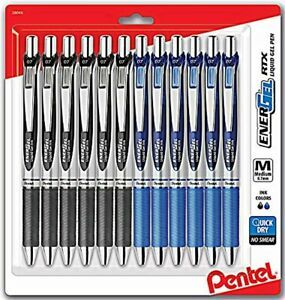 Pentel EnerGel 0.7 mm RTX Retractable Liquid Gel Pen, Bulk Combo Pack of 6 BLACK