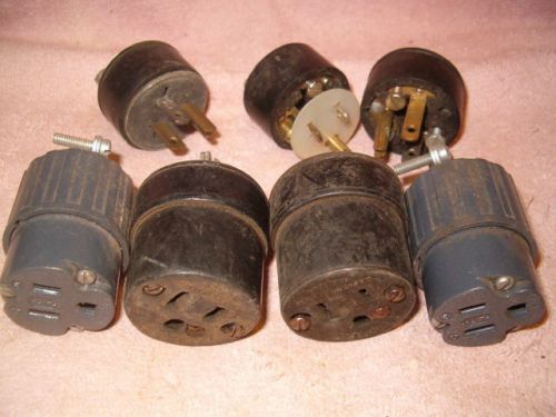 Lot of (7) standard 3 wire inline plugs/sockets--used