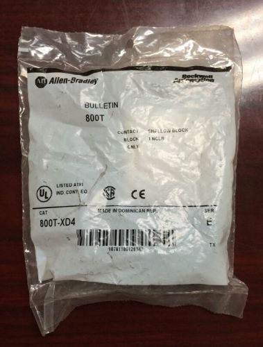 NEW SEALED ALLEN BRADLEY 800T-XD4 SHALLOW CONTACT BLOCK 800TXD4