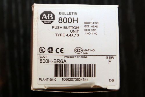 ALLEN BRADLEY BOOTLESS  RED EXTENDED HEAD CAP 800H-BR6A SER. F NEW