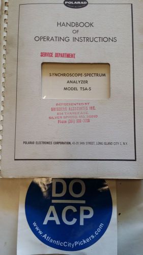 POLARAD MODEL TSA-S SYNCHRO-SPECTRUM ANALYZER INSTRUCTION MANUAL R3-S31