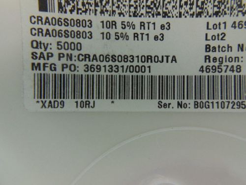 10000 pcs vishay cra06 s08310r0jta for sale