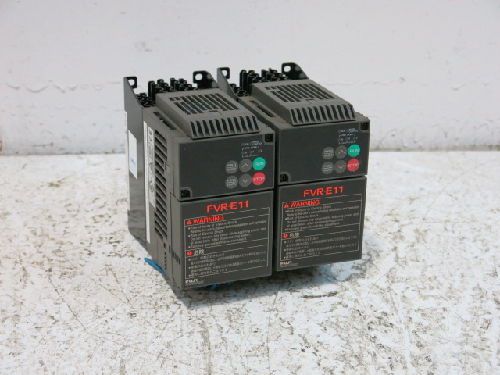 2 FUJI FVR0-75E11S-2 FVR-E11 INVERTER DRIVES, 1.9 kVA, 200-230 VAC, 3-PHA