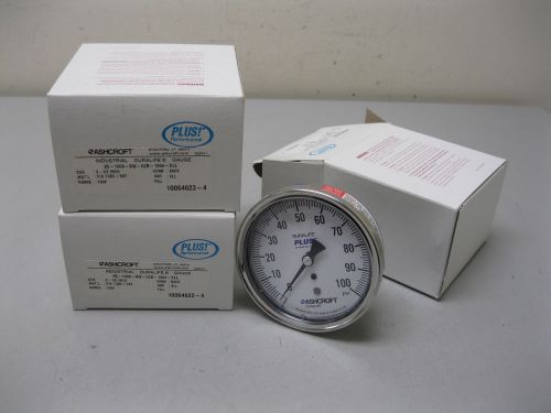 Lot (3) Ashcroft 0-100 PSI Duralife Pressure Gauge 3-1/2&#034; Face NEW C3 (1693)