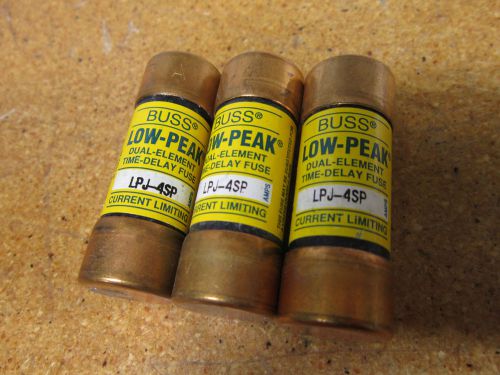 Buss LPJ-4SP Low Peak Fuse Time Delay 4A 600VAC (Lot of 3)