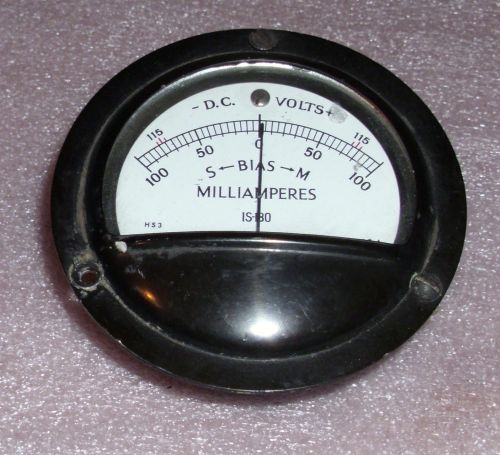 Mirion 100-0-100  BIAS DC  Milliamperes , 115-0-115 DC Volts Panel  Meter Tested