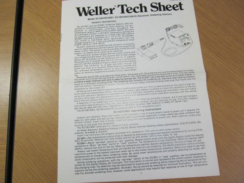 WELLER EC1001/EC2001ESD, EC1001D/EC2001DESD El Soldering Sta Tech Sheet Rev 1/89