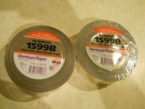 (2 Rolls) Venture Silver 1599B UL181B-FX  HVAC Flex Duct Closure Tape