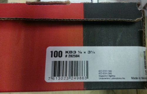 Hilti concrete anchors 1/4&#034; X 3 1/4&#034; brand new box of 100.