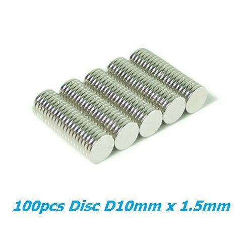 100pcs Strong Rare Earth Neodymiun Disc Magnets Dia 10mm x 1.5mm N35 Super Power