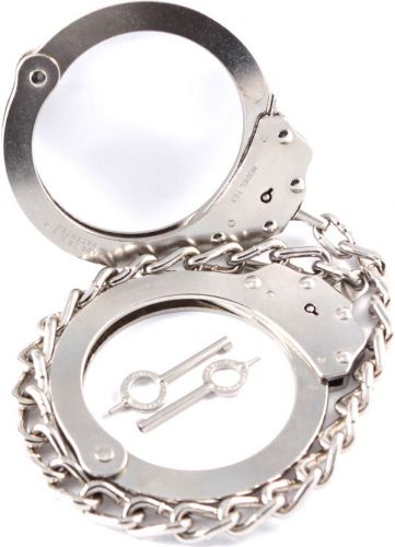 Peerless m703 nickel police leg irons prison restraints usa made bondage cuffs!! for sale