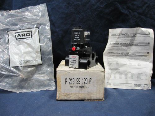 ARO INGERSOL RAND A213SS120AG SOLENOID AIR VALVE 3/8 2 PO 4 WAY 120VAC NOS L@@K!