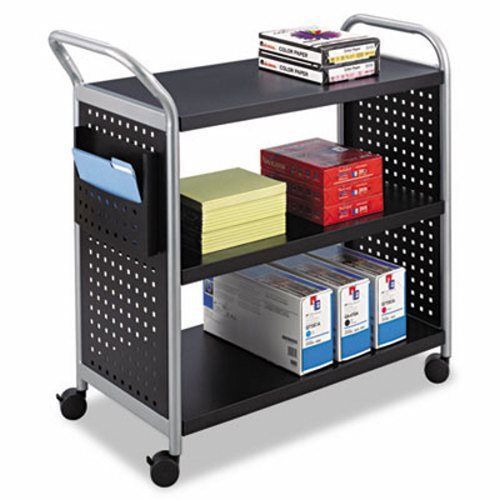 Safco scoot three shelf utility cart, 31 x 18 x 38, black/silver (saf5339bl) for sale