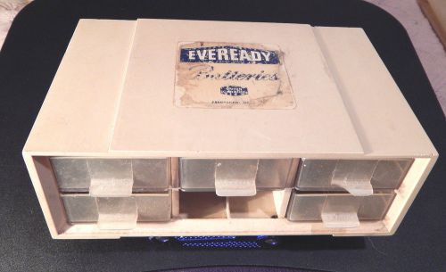 VINTAGE EVEREADY DISPLAY STORAGE BIN CASE FAST SHIPPING