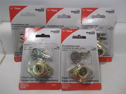 National Hardware Keyed Drawer Lock V826 N183-772 Brass Finish 3/4&#034;New Lot 5