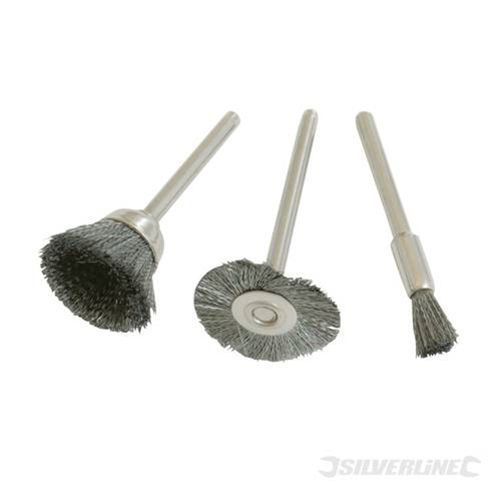 3pc silverline steel wire brush hobby tool rotary wheel set pack heavy duty for sale