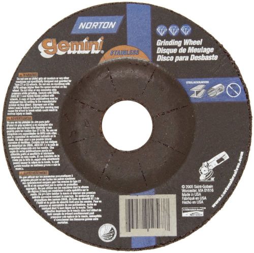 Norton Gemini Stainless Steel Depressed Center Abrasive Wheel, Type 27