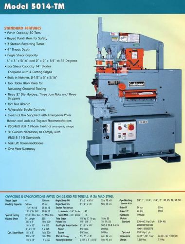 NEW SCOTCHMAN MODEL 5014-TM 50 TON IRONWORKER, MADE IN USA