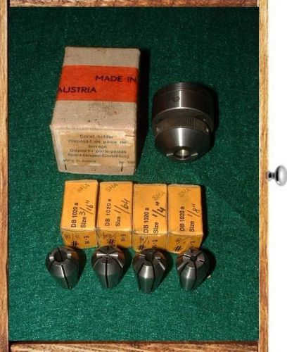 UNIMAT SL1000 / DB200 LATHE COLLET CHUCK 1x12 &amp; COLLETS 1/64 - 1/8 - 1/4 - 3/16