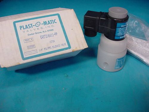 New Plast-O-Matic True Blue Solenoid Valve EAST2V6W11-PP 1/4&#034; 120V Poly Pro