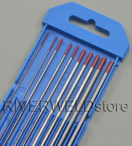 2% thoriated wt20 red tungsten electrode 7&#034; assorted size 040-1/16-3/32-1/8,10pk for sale