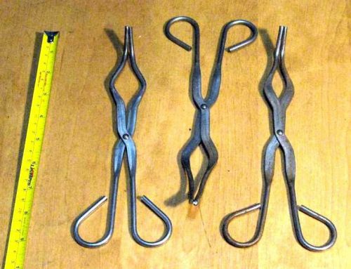 Laboratory Flask Lab Crucible Tongs Holder Lot x3