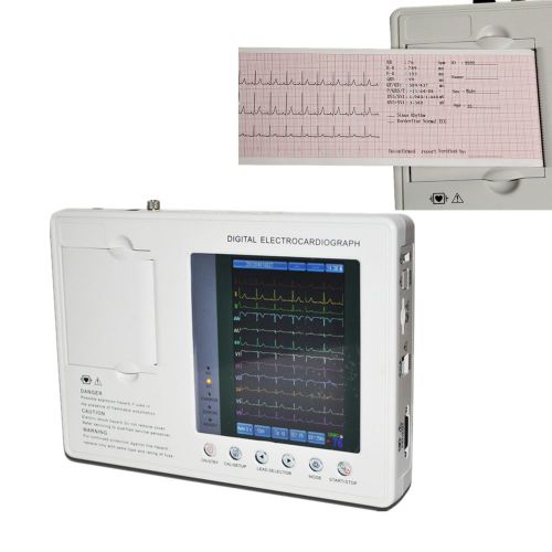 Digital 3-channel 12-lead electrocardiograph ekg ecg machine 7-inch color lcd ! for sale