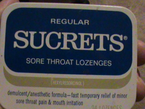 SUCRETS Vintage Small Metal Tin Box Soar Throat Lozenges Beecham Products