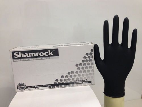 SHAMROCK  NITRILE   BLACK, POWDER FREE, MEDIUM, GLOVES