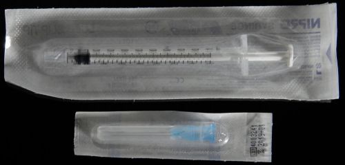 15 bd 25g 1 inch hypodermic needles w/ nipro 1cc 1ml syringes w/ alcohol swabs for sale