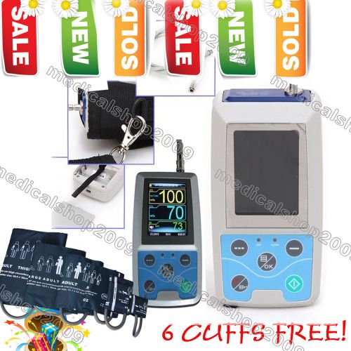 NIBP Monitor 24 HOUR Ambulatory Digital Blood Pressure Monitor Holter + 6 cuffs