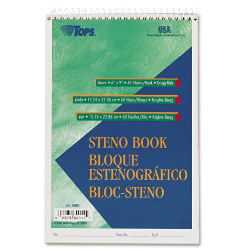 Tops gregg steno books, 6 x 9, green tint, 60-sheet pad for sale