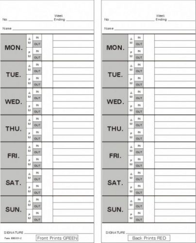 Time Card Lathem 5000E Bi-Weekly Double Sided Timecard 830331-2 Box of 1000