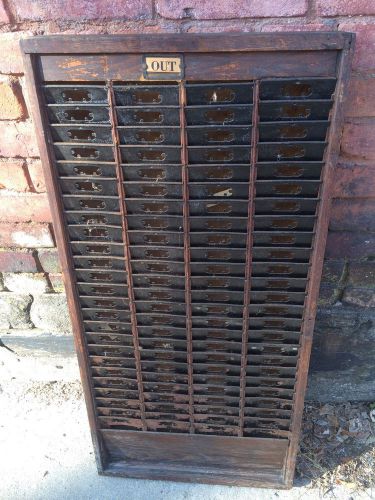 Vintage Oak and steel 100 Slot Time Card Rack Holders