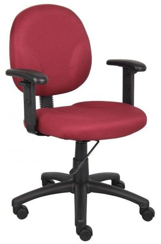 B9091 BOSS BURGUNDY FABRIC DIAMOND OFFICE/COMPUTER TASK CHAIR W/ADJUSTABLE ARMS