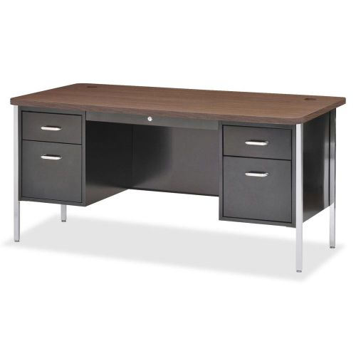 Lorell llr41300 fort series dbl ped bk/walnut teacher&#039;s desk for sale