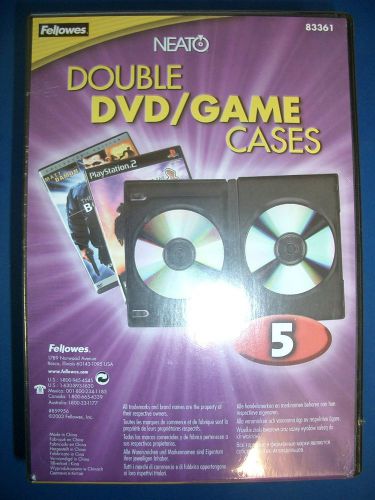 Fellowes neato double dvd game case (black) - 5 pack 83361 for sale