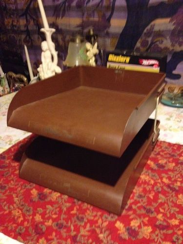 Brown Metal GLOBE WERNICKE Industrial Paper Letter File Tray MCM Organizer Desk