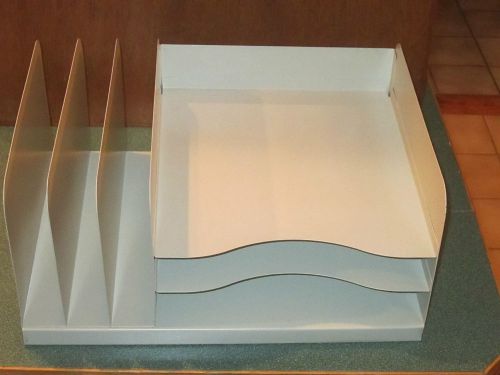 Vintage Metal Heavy Weight 3 Three Tier Desk Paper/File Tray Organizer