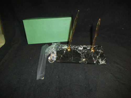 Nice Executive Marble Onyx Double Pen Desk Set MIB