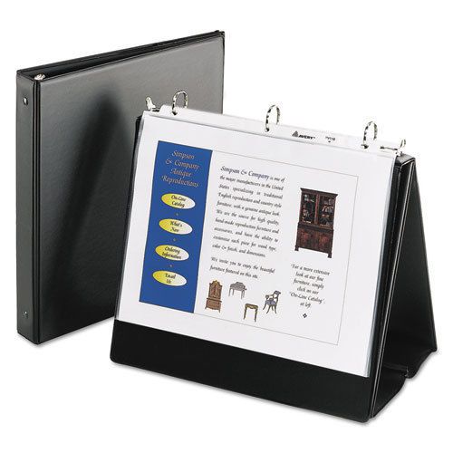 Easel Binder with Round Ring, Vinyl, Black