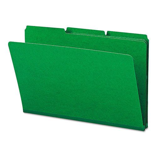 Recycled folder, one inch expansion, 1/3 cut top tab, legal, green, 25/box for sale