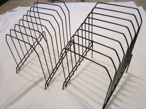 SET OF TWO (2) WIRE STAIR STEP FILE FOLDER HOLDER SORTER ORGANIZER RACKS