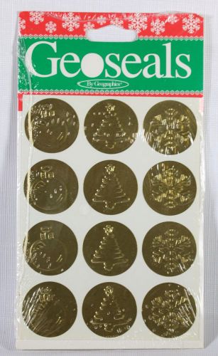 Geographics Self-Adhesive Geoseals Embossed Christmas Seals Gold 48/Pack