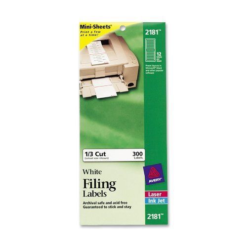 Avery Filing Mini-sheet Label - 0.66&#034; Width X 3.43&#034; Length - 300 / (ave2181)