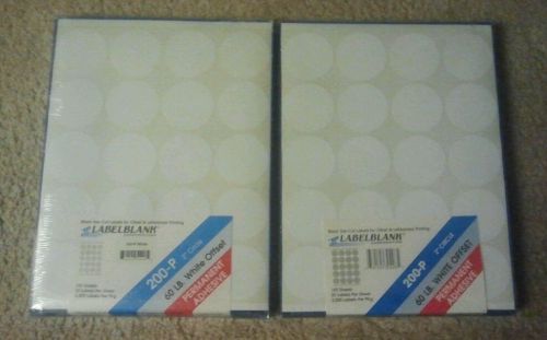 White Permanent Adhesive Labels ~ 2&#034; Diameter Circles